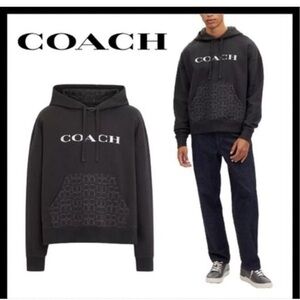 Coach designer signature hoodie sweatshirt‎  nwot black white L
